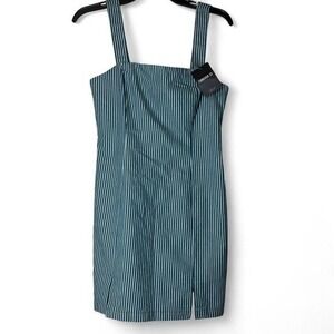 Mini Dress Womens Medium Blue Y2K Stripe Sleeveless Body Con Slits Zip Bratz NWT